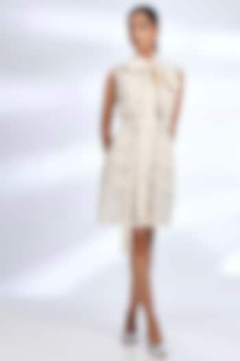 Off-White Cotton Embroidered Jacket Summer Dress by Koai at Pernia's Pop Up Shop