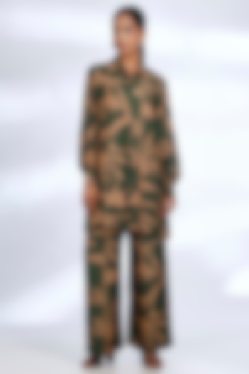 Mint & Mustard Muslin Cotton Silk Digital Printed Co-Ord Set by Koai at Pernia's Pop Up Shop