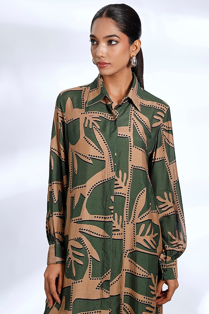 Mint & Mustard Muslin Cotton Silk Digital Printed Co-Ord Set by Koai at Pernia's Pop Up Shop