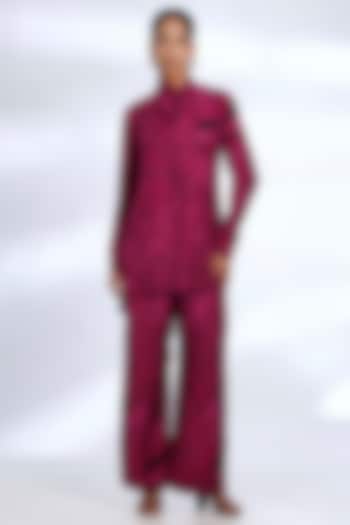 Hot Pink & Black Muslin Cotton Silk Digital Printed Co-Ord Set by Koai at Pernia's Pop Up Shop