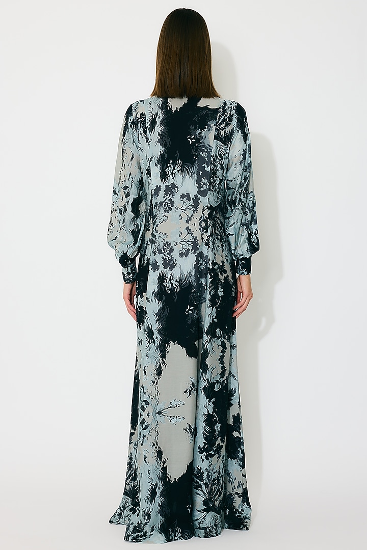 Blue & Black Muslin Cotton Silk Toile Printed Vacation Dress by Koai at Pernia's Pop Up Shop