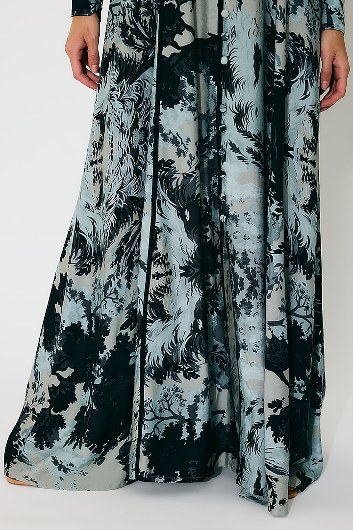 Blue & Black Muslin Cotton Silk Toile Printed Vacation Dress by Koai at Pernia's Pop Up Shop