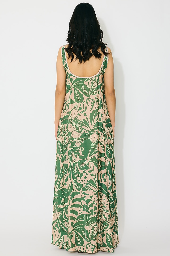 Peach & Green Muslin Cotton Silk Maxi Vacation Dress by Koai at Pernia's Pop Up Shop 2026 Peach & Green Muslin Cotton Silk Maxi Vacation Dress by Koai at Pernia's Pop Up Shop 2026
