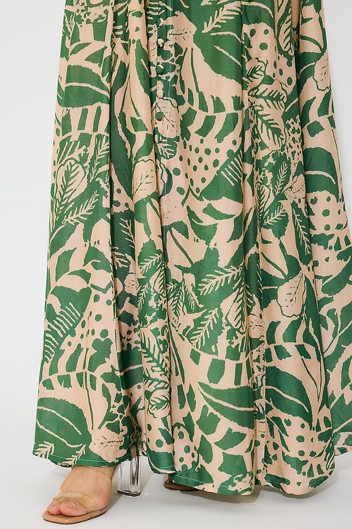 Peach & Green Muslin Cotton Silk Maxi Vacation Dress by Koai at Pernia's Pop Up Shop