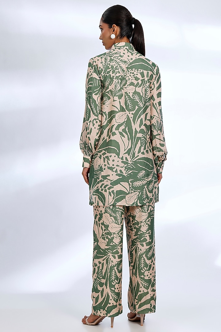 Peach & Green Muslin Cotton Silk Digital Printed Co-Ord Set by Koai at Pernia's Pop Up Shop