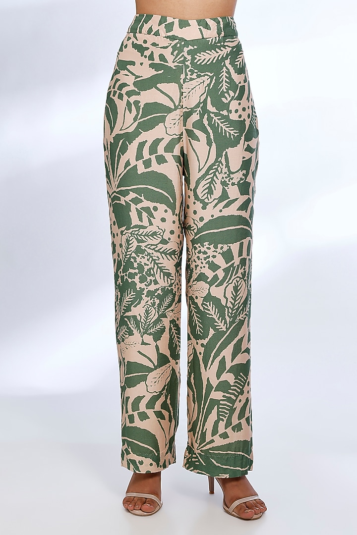 Peach & Green Muslin Cotton Silk Digital Printed Co-Ord Set by Koai at Pernia's Pop Up Shop