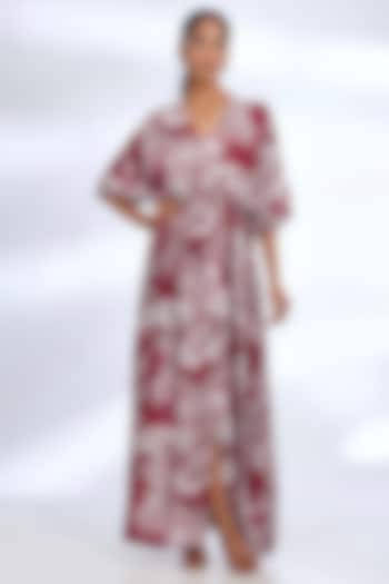Multi-Colored Muslin Cotton Silk Digital Printed Kaftan Summer Dress by Koai at Pernia's Pop Up Shop