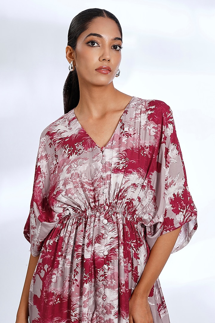 Multi-Colored Muslin Cotton Silk Digital Printed Kaftan Summer Dress by Koai at Pernia's Pop Up Shop