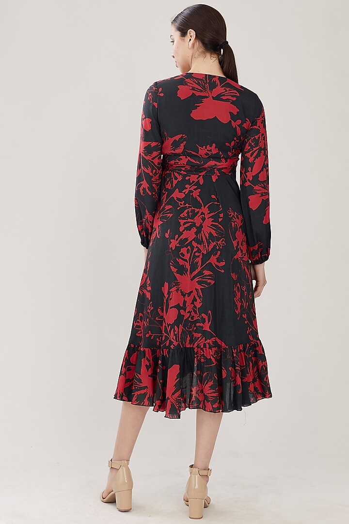 Dark Green & Red Floral Vacation Dress by Koai at Pernia's Pop Up Shop