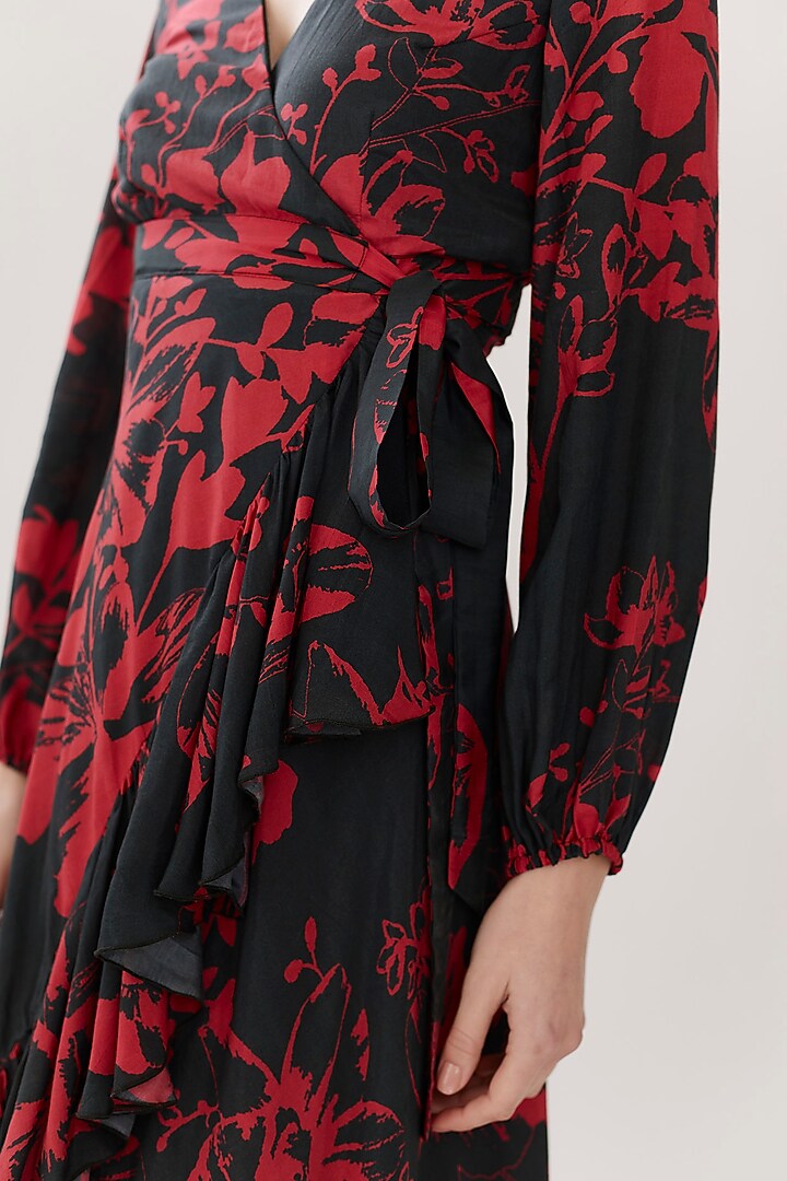 Dark Green & Red Floral Vacation Dress by Koai at Pernia's Pop Up Shop