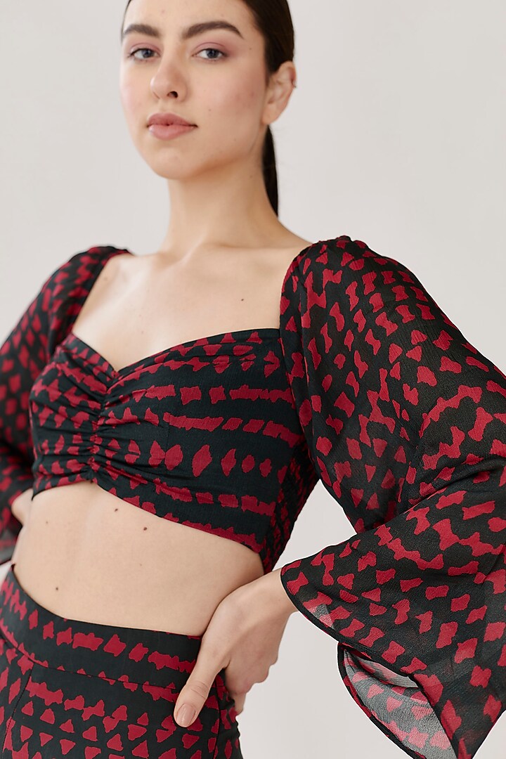 Dark Green & Dark Pink Printed Top by Koai at Pernia's Pop Up Shop