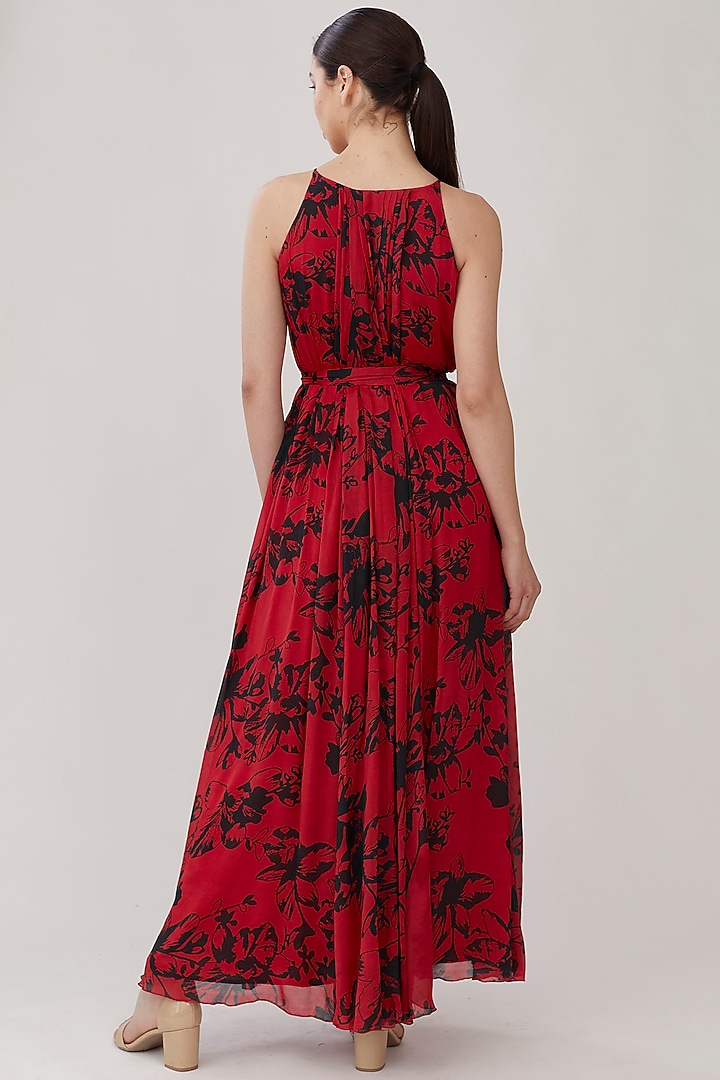 Red Floral Maxi Vacation Dress by Koai at Pernia's Pop Up Shop