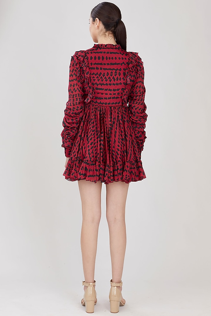 Red Printed Mini Vacation Dress by Koai at Pernia's Pop Up Shop
