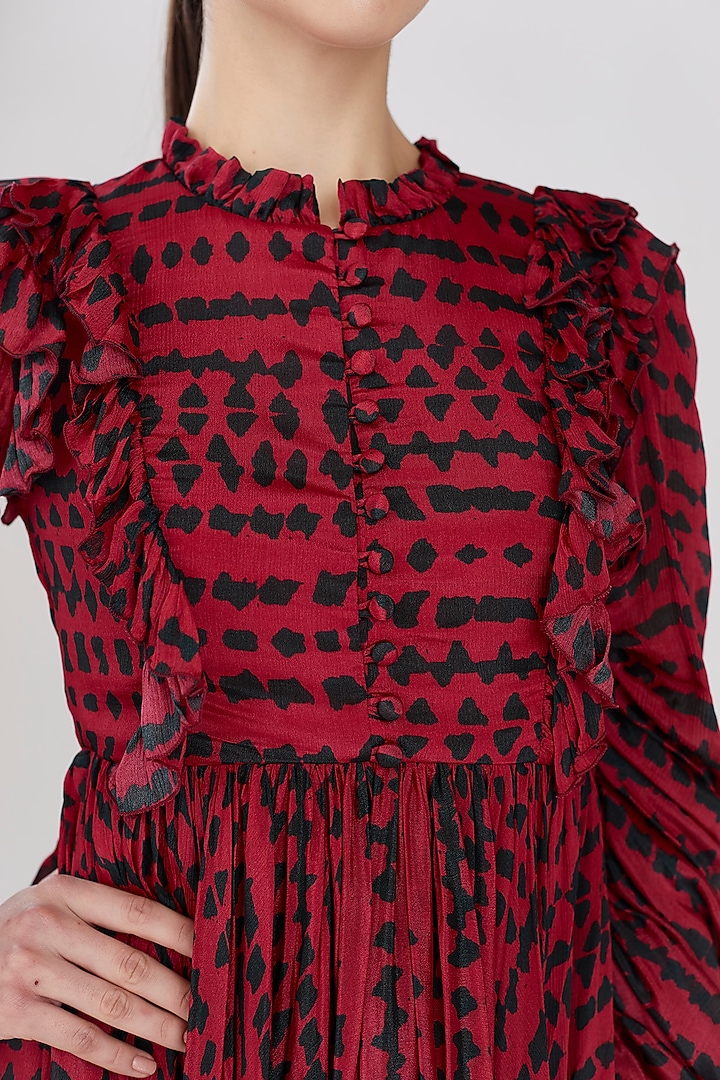 Red Printed Mini Vacation Dress by Koai at Pernia's Pop Up Shop