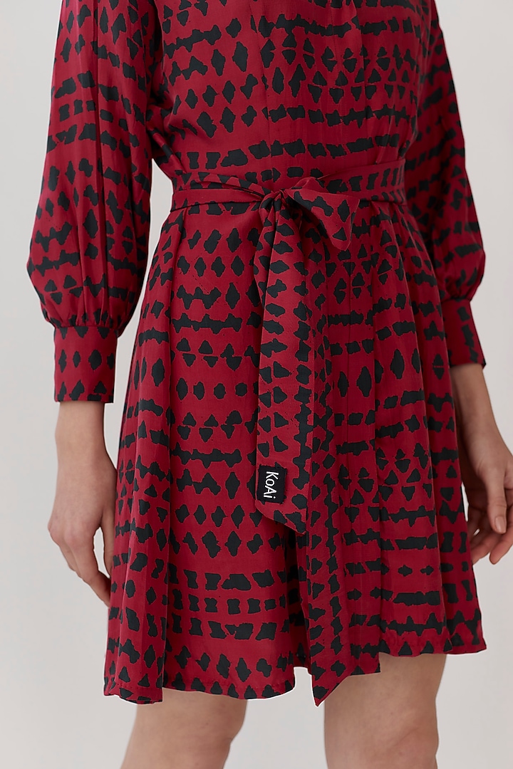 Dark Green & Dark Pink Printed Summer Shirt Dress by Koai at Pernia's Pop Up Shop
