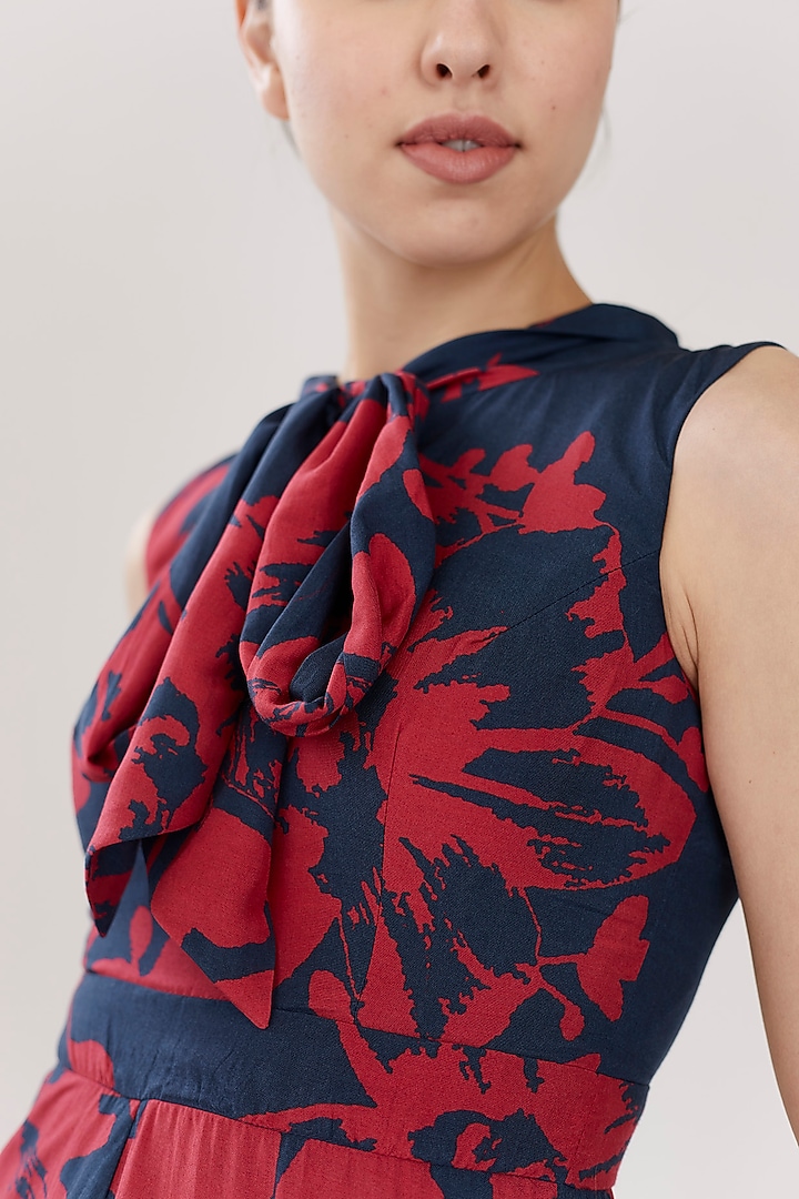 Blue & Red Floral Jumpsuit by Koai at Pernia's Pop Up Shop