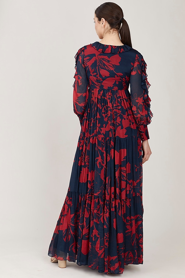 Blue & Red Floral Maxi Vacation Dress by Koai at Pernia's Pop Up Shop