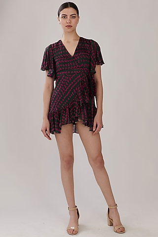 Green & Pink Wrap Dress by Koai