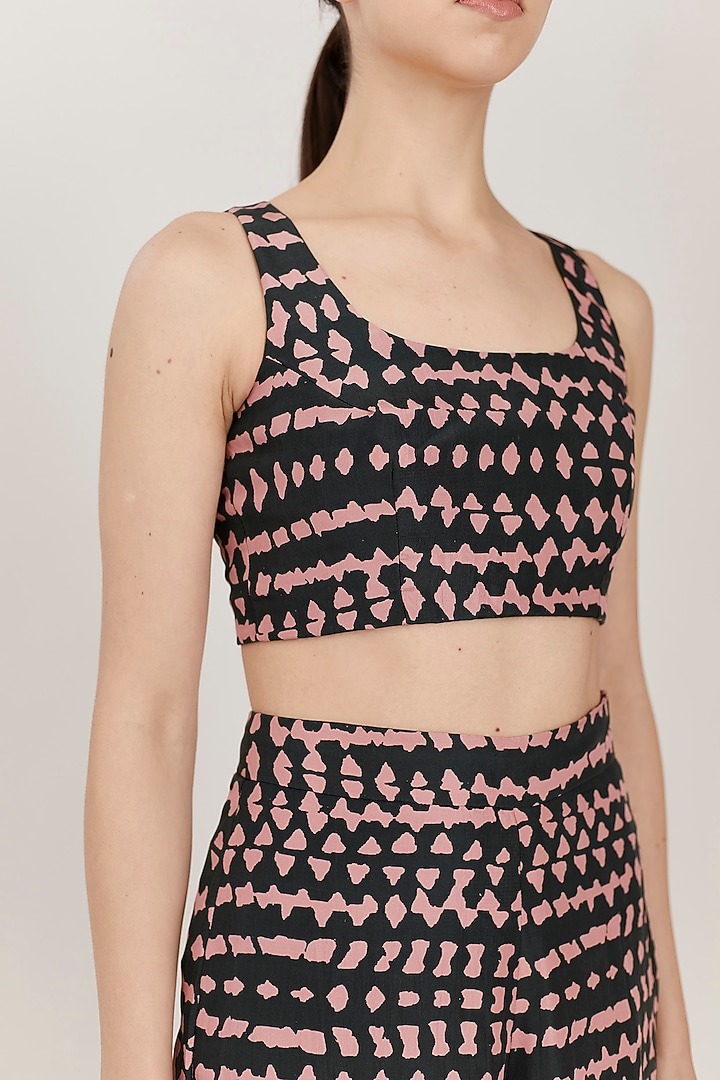 Dark Green & Pink Abstract Bustier by Koai at Pernia's Pop Up Shop