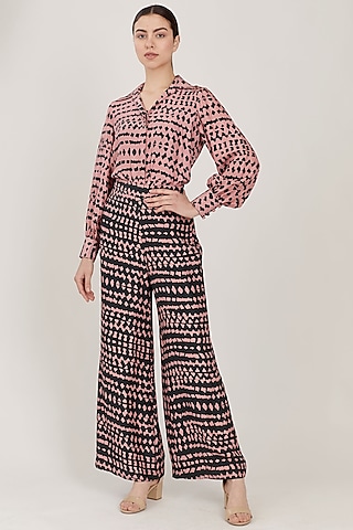 Pink & Dark Green Abstract Pants by Koai