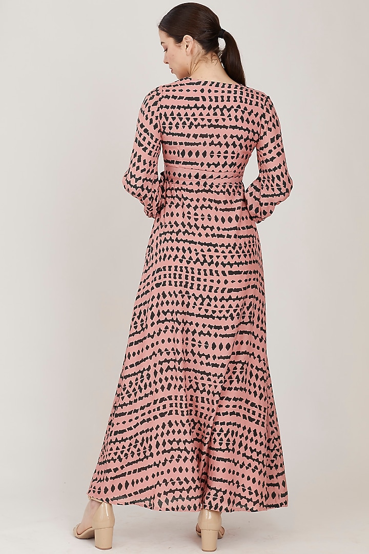 Pink & Dark Green Abstract Wrap Vacation Dress by Koai at Pernia's Pop Up Shop