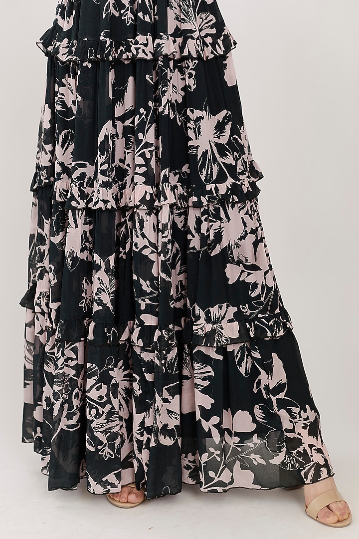 Pink & Dark Green Vacation Dress With Frills by Koai at Pernia's Pop Up Shop