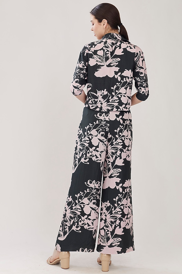 Pink & Dark Green Floral Shirt by Koai at Pernia's Pop Up Shop