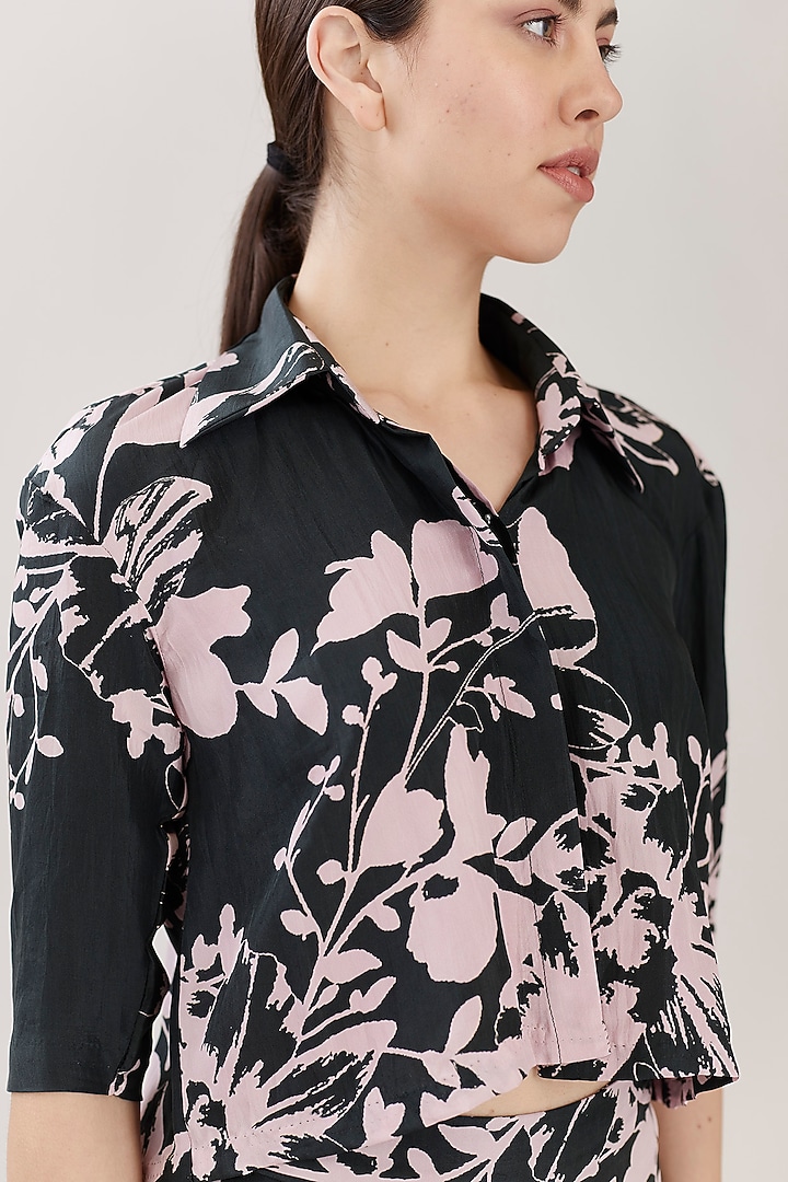 Pink & Dark Green Floral Shirt by Koai at Pernia's Pop Up Shop
