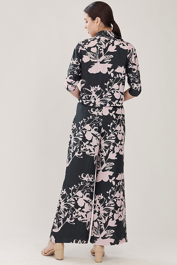 Pink & Dark Green Floral Pants by Koai at Pernia's Pop Up Shop