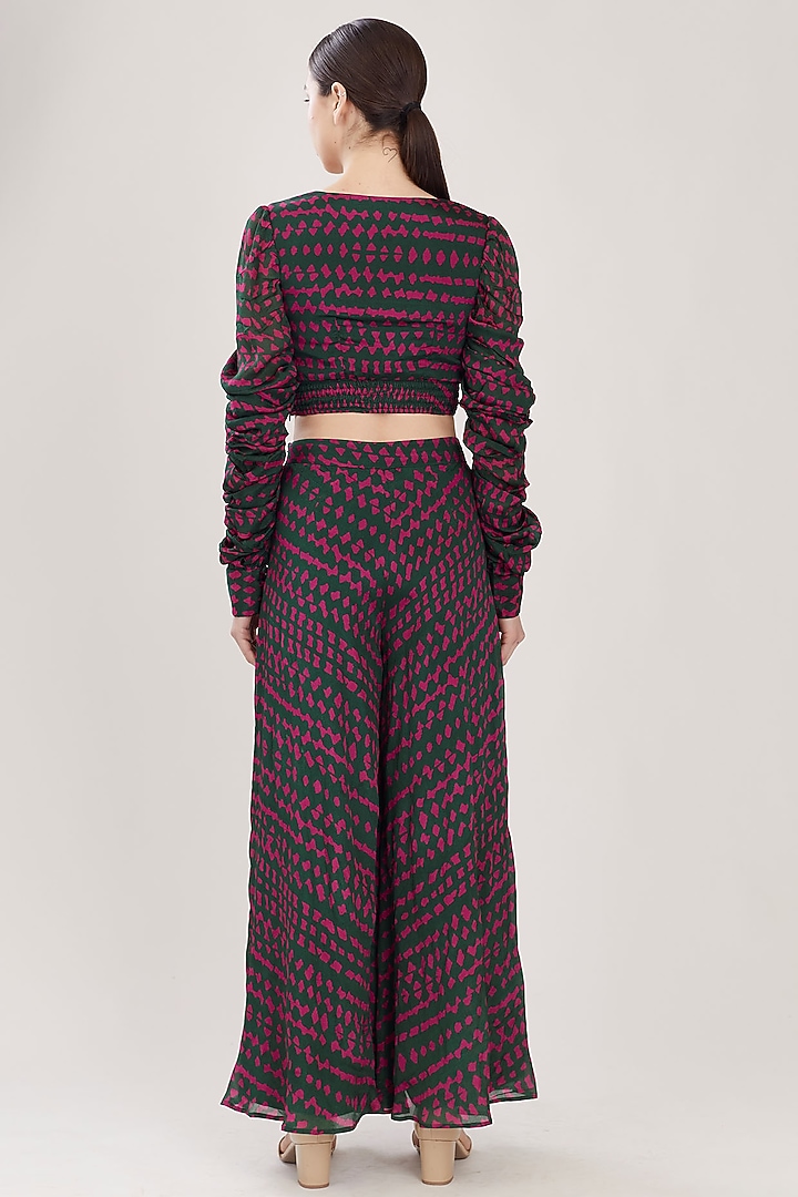 Pink & Dark Green Abstract Wrap Top by Koai at Pernia's Pop Up Shop