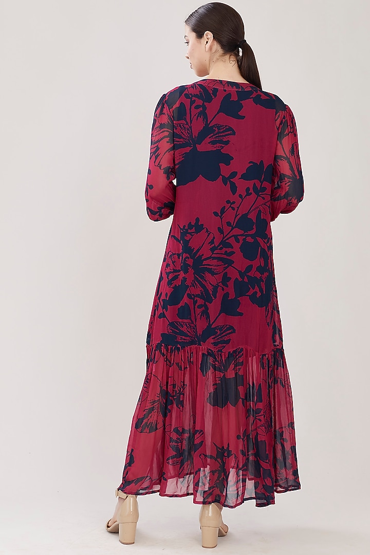 Dark Pink Floral Vacation Dress by Koai at Pernia's Pop Up Shop