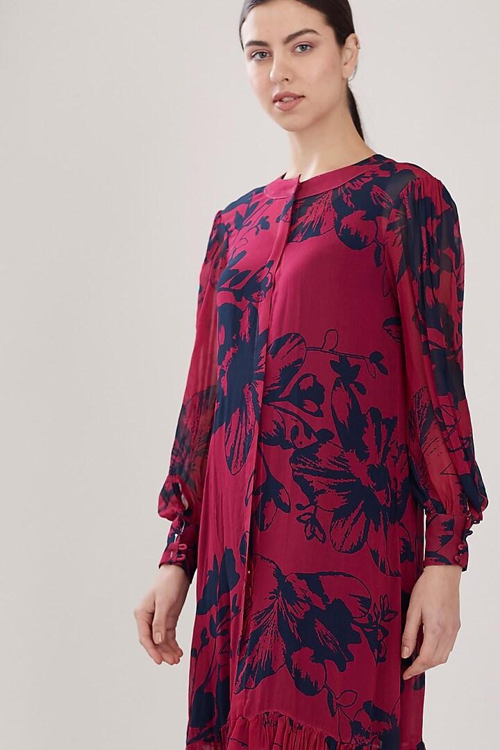 Dark Pink Floral Vacation Dress by Koai at Pernia's Pop Up Shop