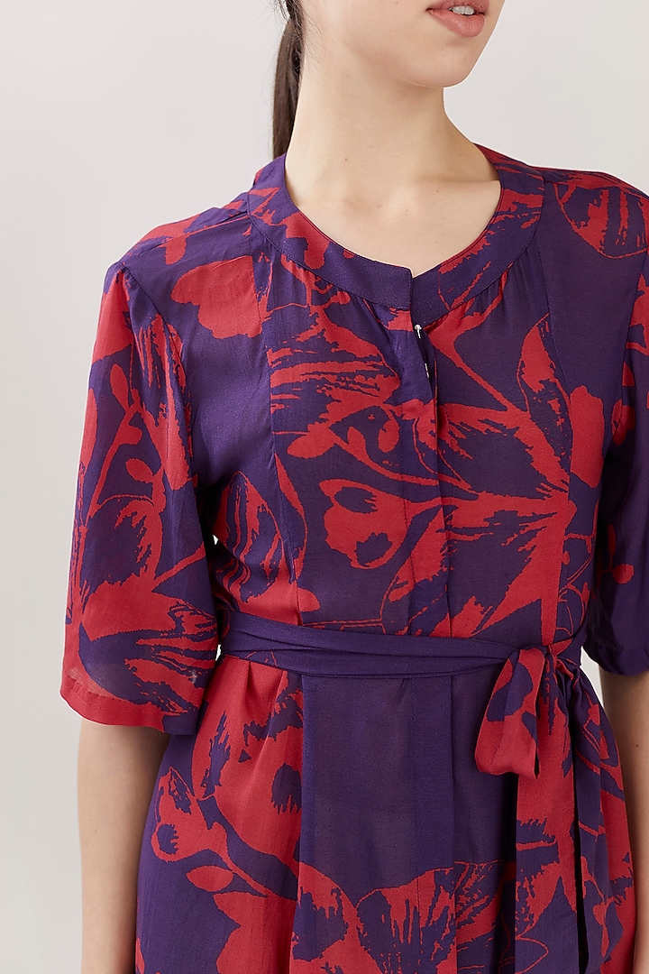 Purple & Red Floral Summer Shirt Dress by Koai at Pernia's Pop Up Shop