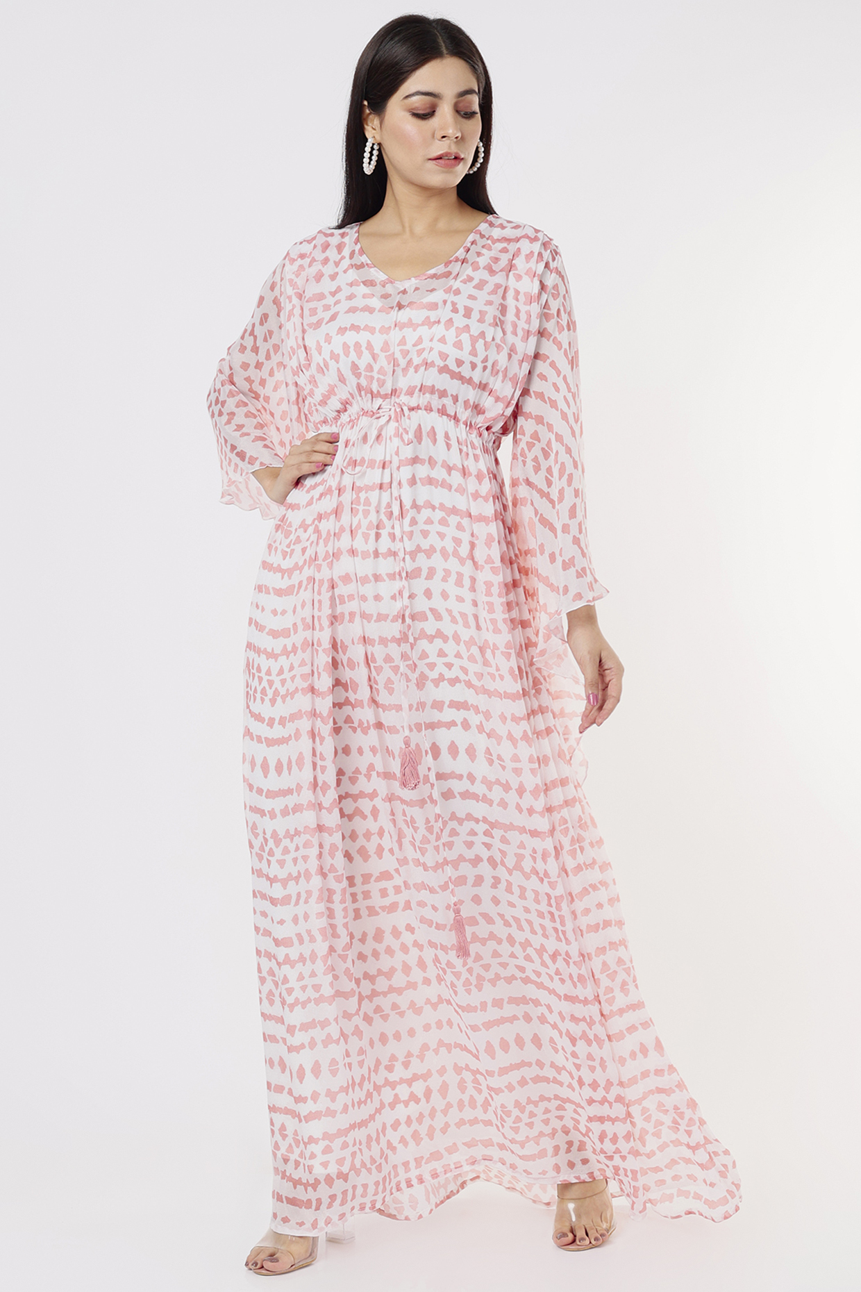 White Printed Kaftan by Koai at Pernia's Pop Up Shop