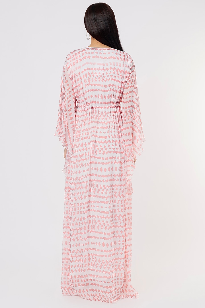 White Printed Kaftan by Koai at Pernia's Pop Up Shop