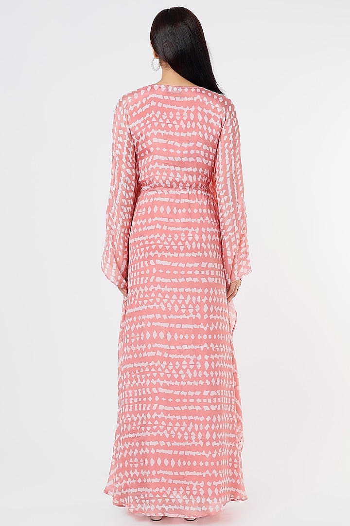 Blush Pink & White Printed Kaftan by Koai at Pernia's Pop Up Shop