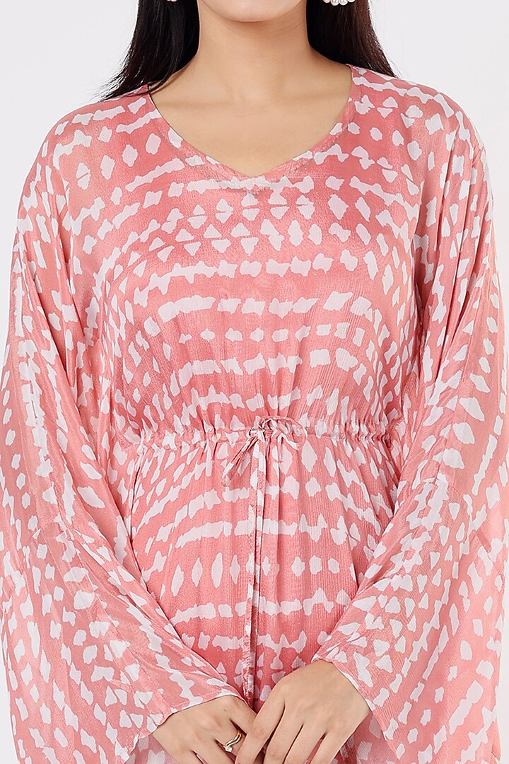 Blush Pink & White Printed Kaftan by Koai at Pernia's Pop Up Shop