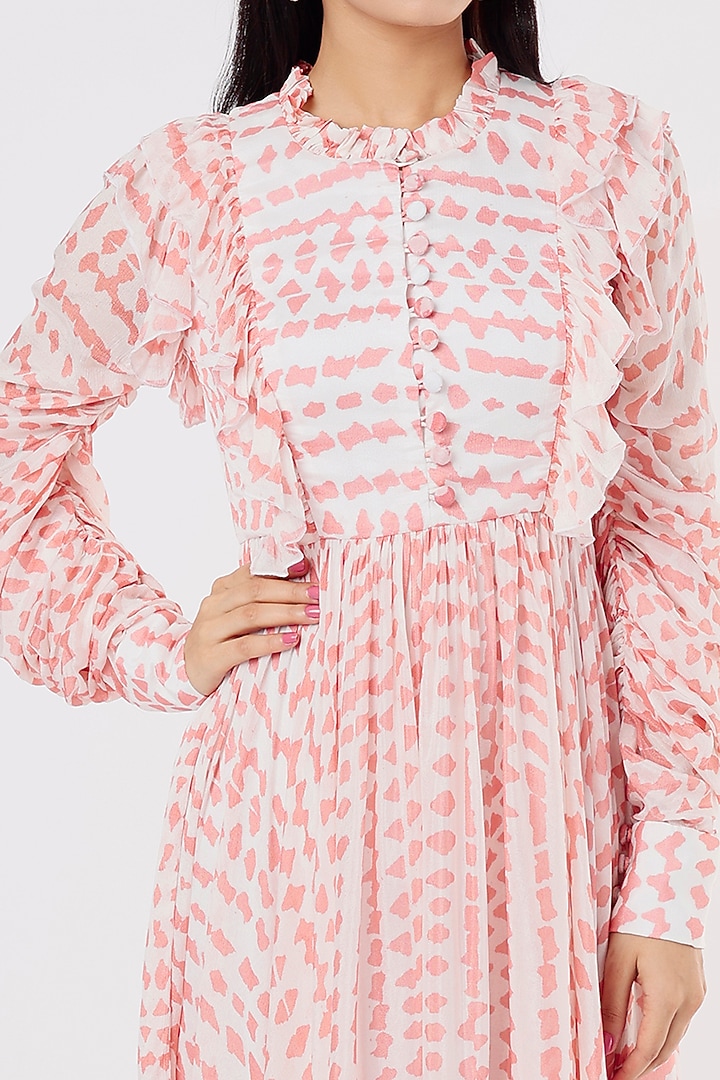 White & Pink Printed Vacation Dress by Koai at Pernia's Pop Up Shop