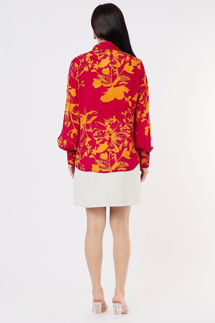 Dark Pink & Mustard Floral Shirt by Koai at Pernia's Pop Up Shop