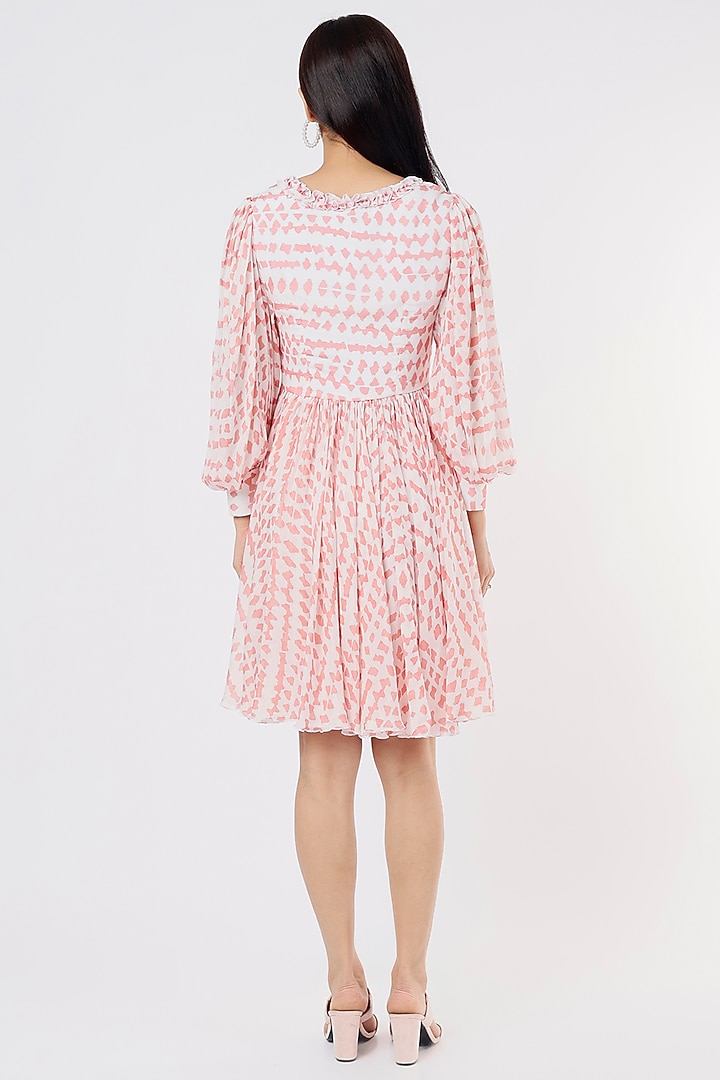 White & Pink Printed Vacation Dress by Koai at Pernia's Pop Up Shop