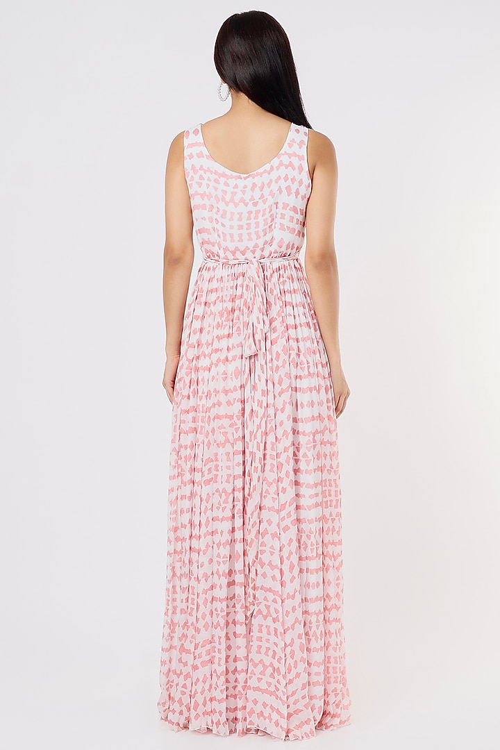 Pink & White Abstract Printed Vacation Dress by Koai at Pernia's Pop Up Shop