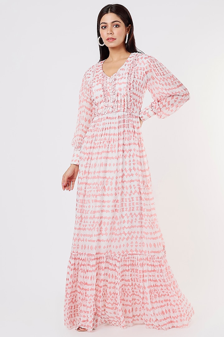 White & Pink Pleated Dress by Koai at Pernia's Pop Up Shop