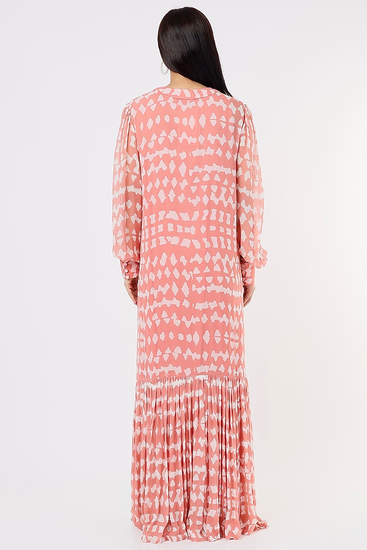 Pink & White Georgette Maxi Vacation Dress by Koai at Pernia's Pop Up Shop