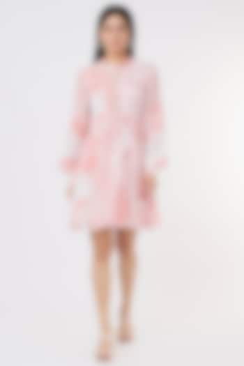 White & Pink Dual Printed Dress by Koai