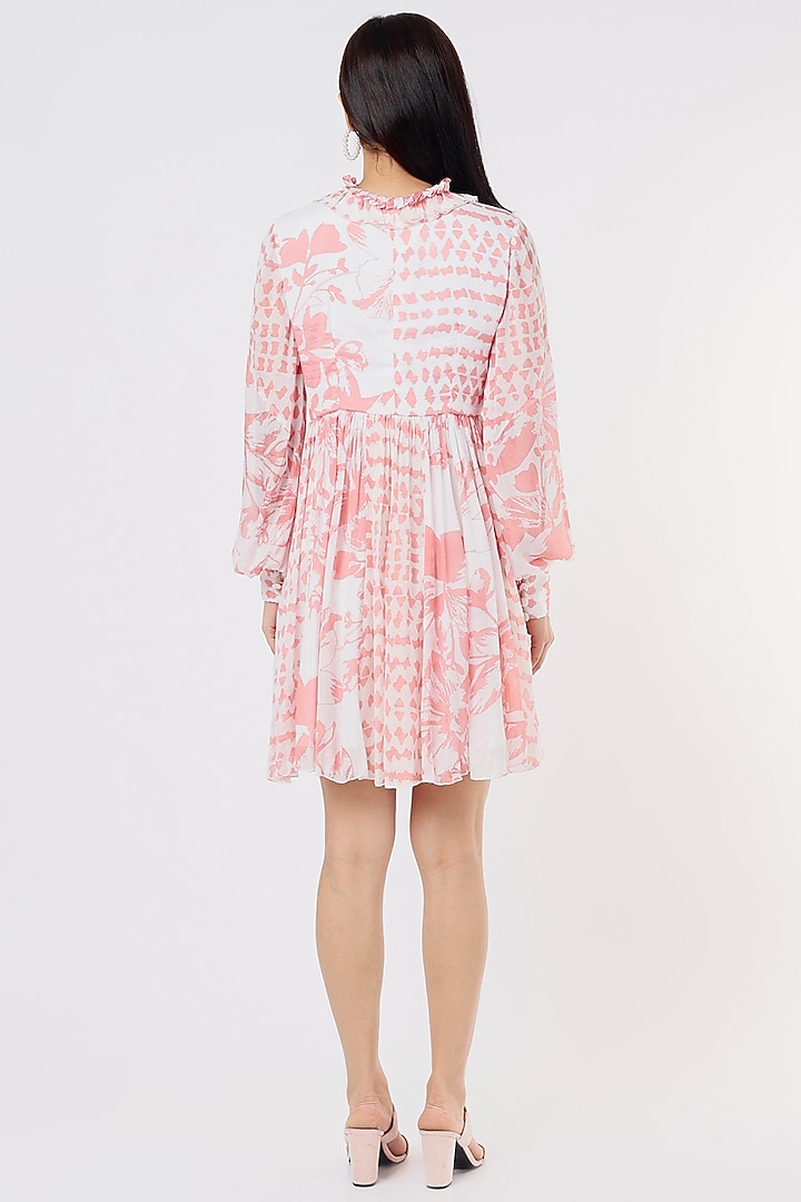 White & Pink Dual Printed Vacation Dress by Koai at Pernia's Pop Up Shop