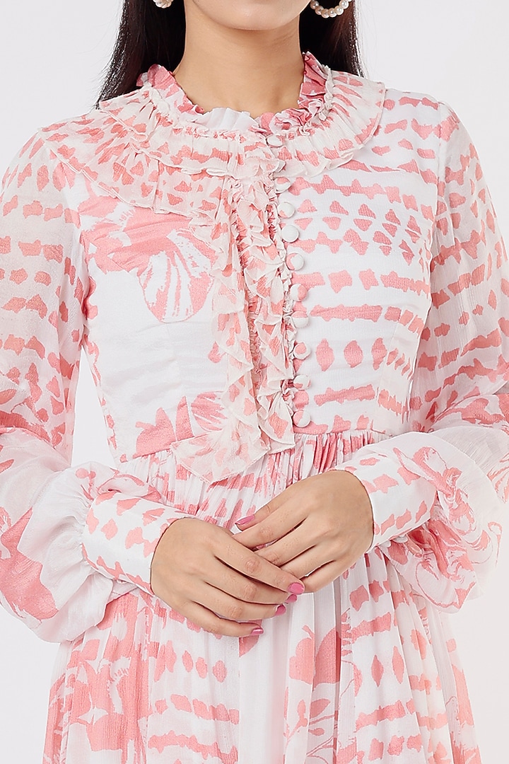 White & Pink Dual Printed Vacation Dress by Koai at Pernia's Pop Up Shop