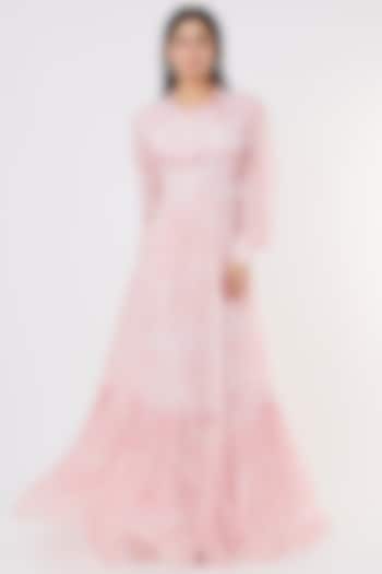 White & Pink Chiffon Dress by Koai
