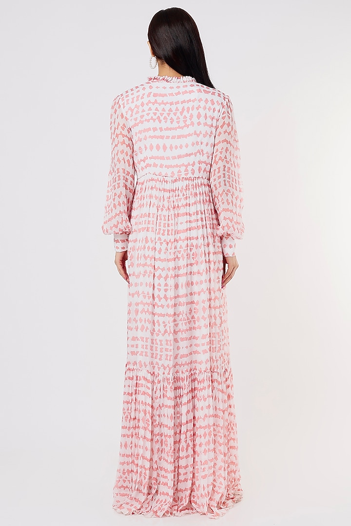White & Pink Chiffon Vacation Dress by Koai at Pernia's Pop Up Shop