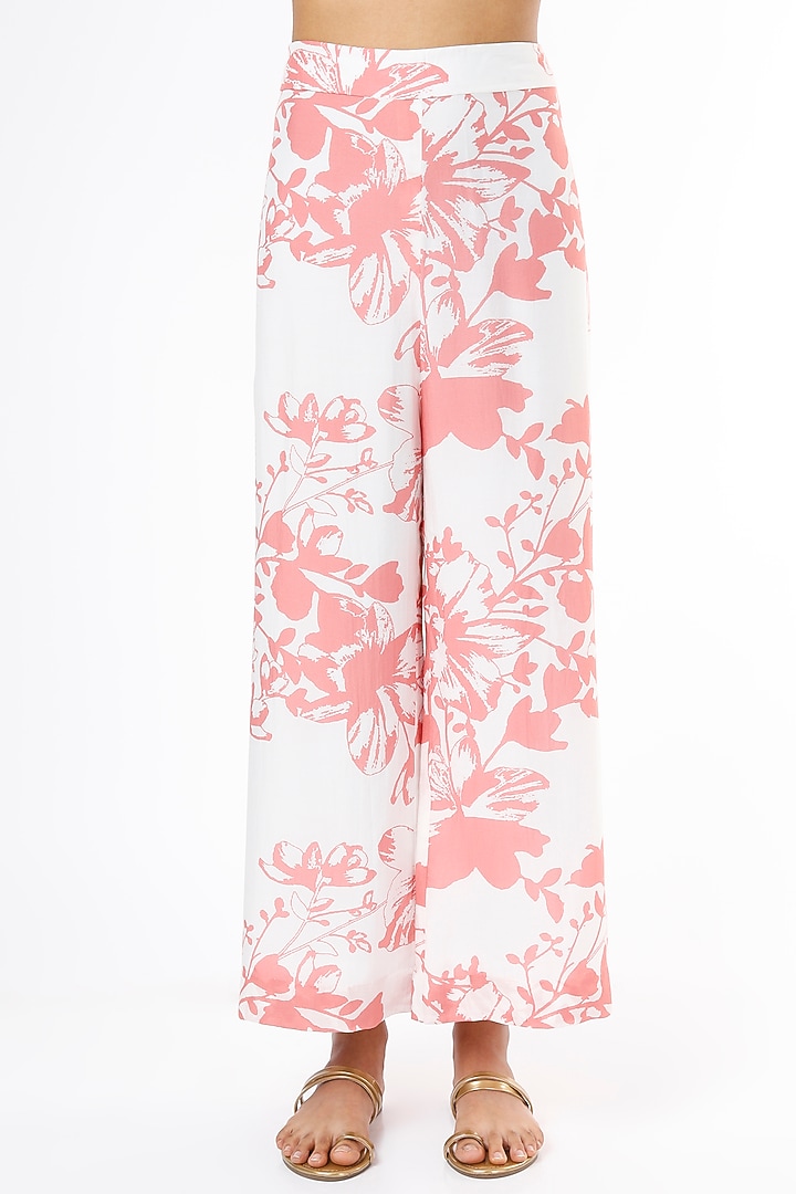 White & Pink Chiffon Pants by Koai at Pernia's Pop Up Shop