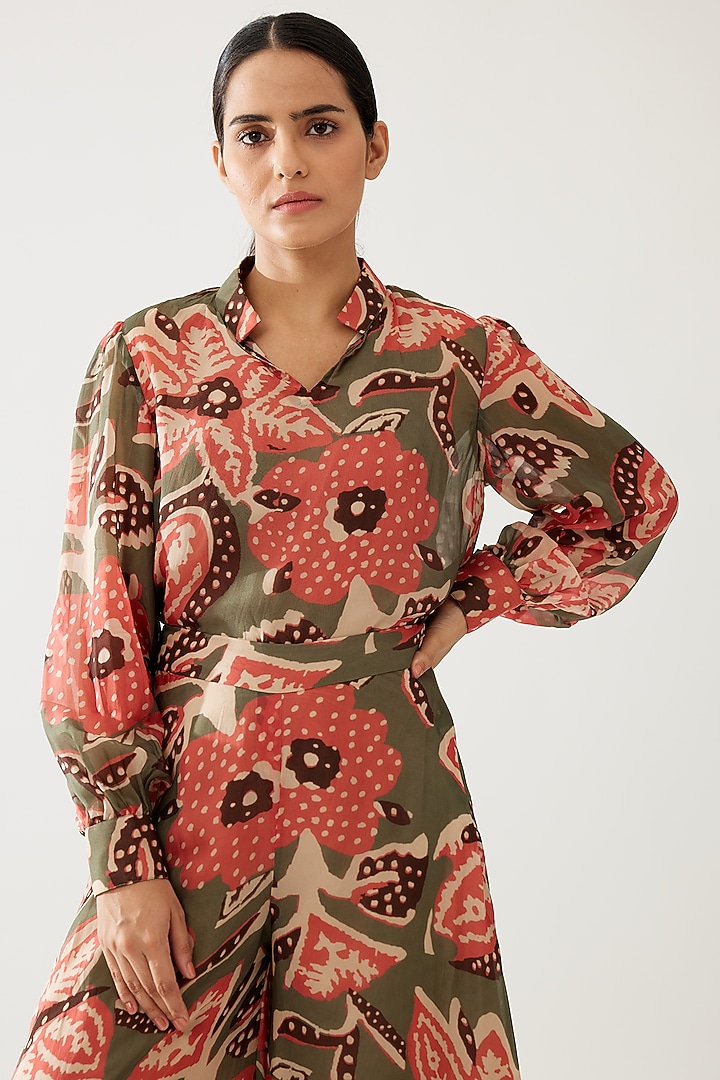 Multi-Colored Cupro Chiffon Floral Top by Koai at Pernia's Pop Up Shop